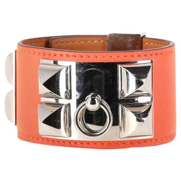 Hermès Collier de Chien Bracelet in Coral Calf Leather - Picture 1 of 10